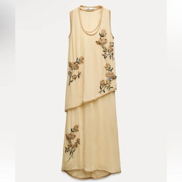 ZARA EMBROIDERED FLOWER TOP DRESS ZW COLLECTION